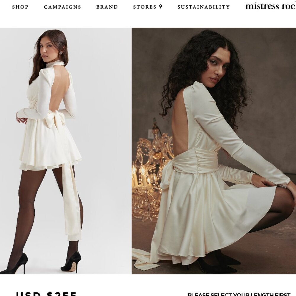 House of CB Cream Long-Sleeve Open-Back Mini Dress - Picture 14 of 15